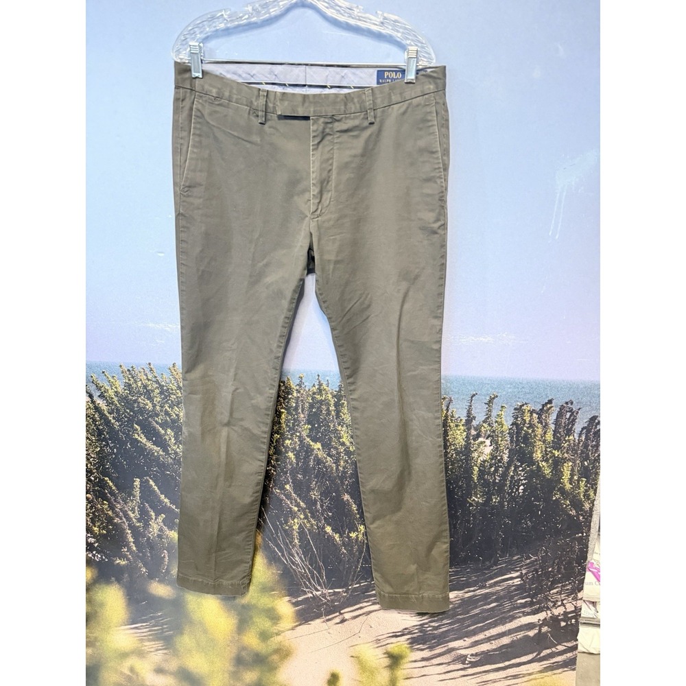 Polo Ralph Lauren Chino Pants Mens 34/34 Stretch Slim Fit Khakis Green Brown